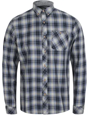 Roma Checked Long Sleeve Cotton Shirt In Bijou Blue - Tokyo Laundry