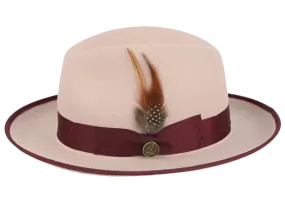 Rose-Brown Brim Trim Steven Land Men's Australian Wool Hat Style-The Domingo