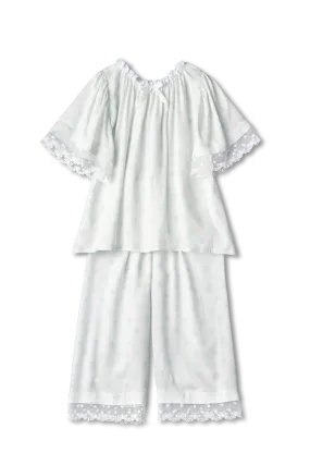 ROSE - CHILDREN'S WHITE PYJAMA SET WITH BLUE DOTS