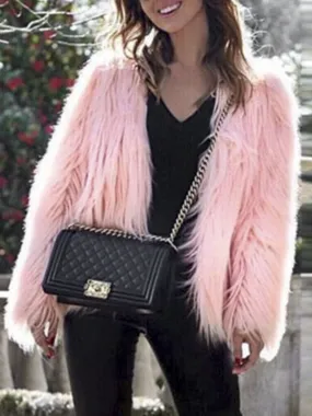 Rose Most Wanted Shaggy Faux Fur Coat - Multicolor