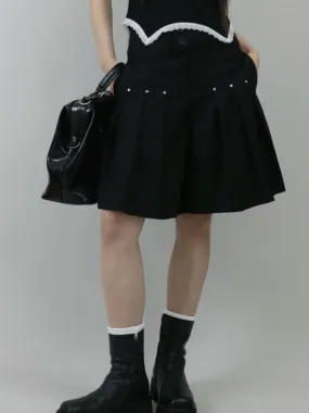 【ROSETOWER】High waist pleated design culottes skirt  RT0008
