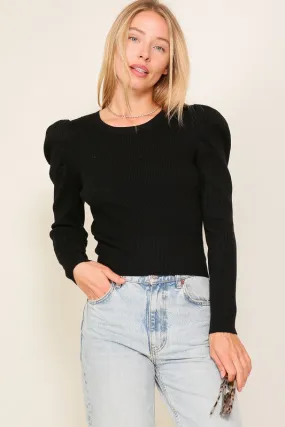 Rosi Ribbed Puff Sleeve Knit Top