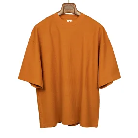 Rough and Smooth thermal crewneck in brick orange cotton