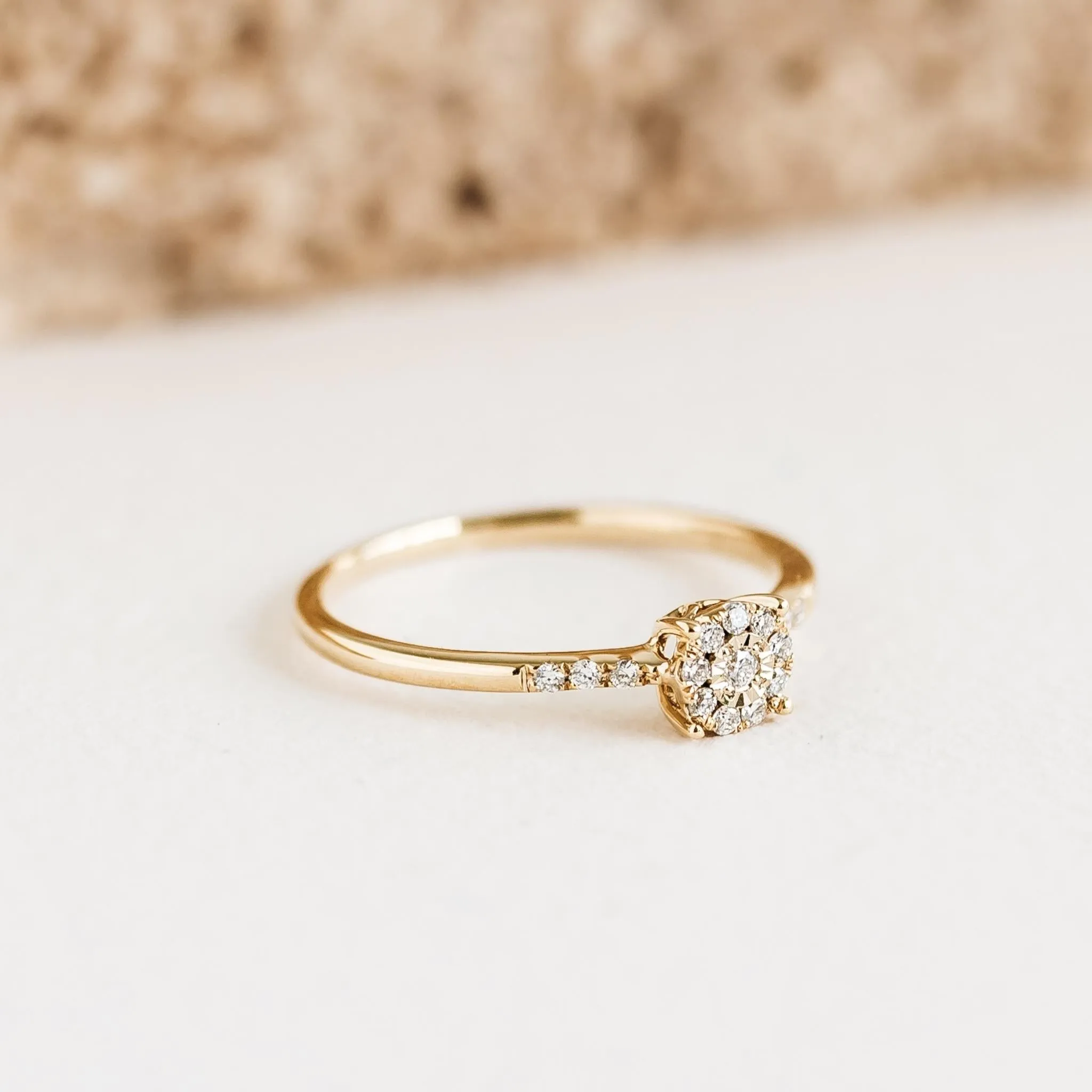Round Cluster Diamond Ring 14k Gold - Zaira