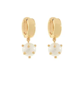 Round Pearl Dangling Hoops