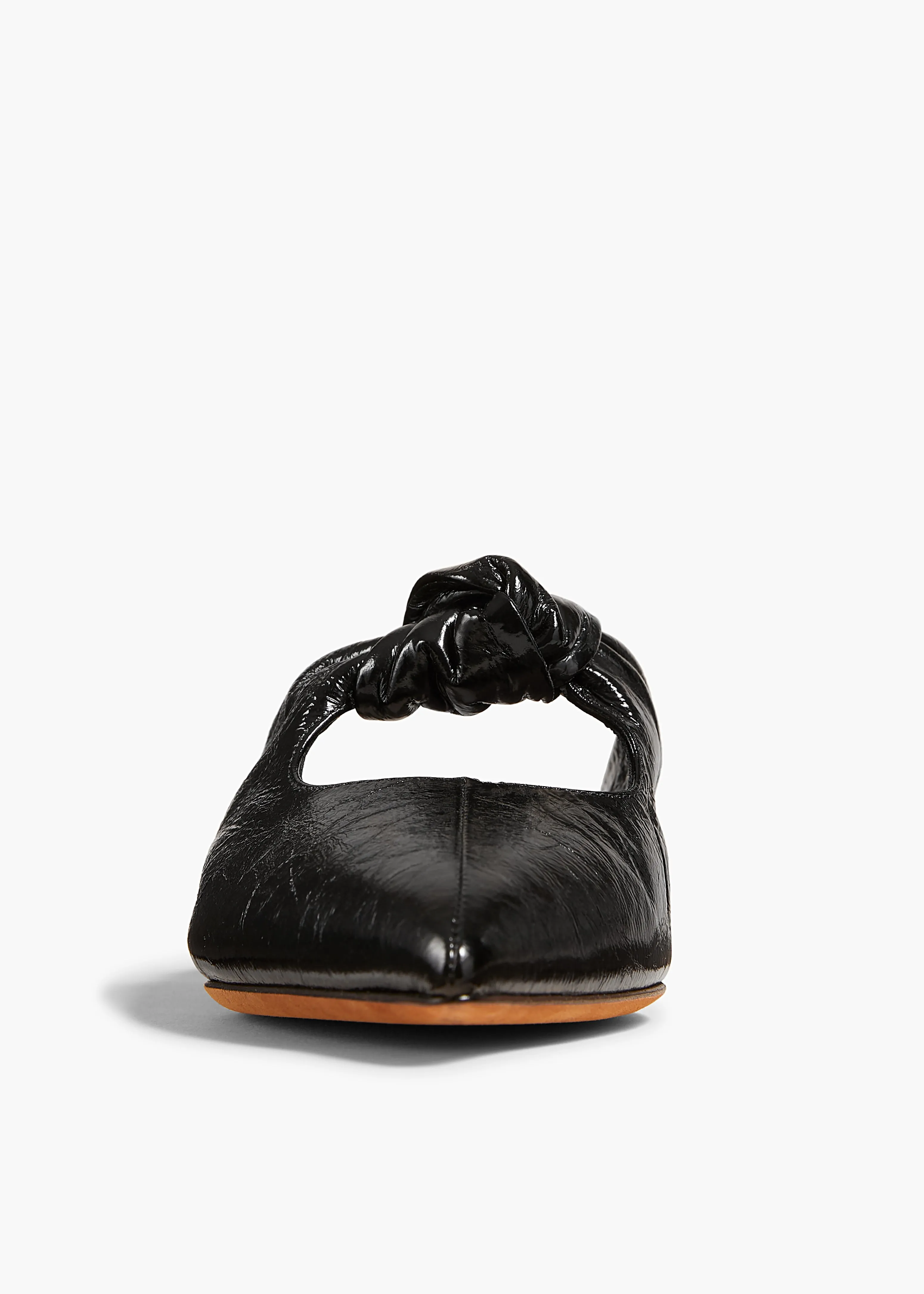 Rowan Flat Mule in Black Crinkled Leather