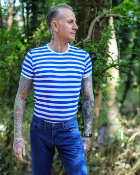 Royal & White Stripe Short Sleeve T Shirt