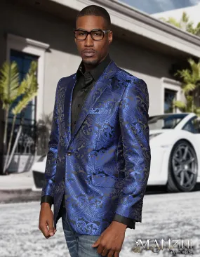 Royal Blue & Black Paisley Blazer