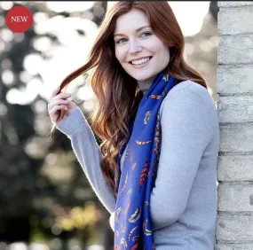 Royal Blue Clare Haggas Classic Birds of a Feather Scarf