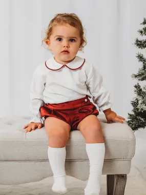 'Ruby' burgundy velvet jam pant & shirt set (shorts 3 )