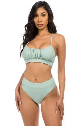 Ruched Two-Piece High Waist Bikini