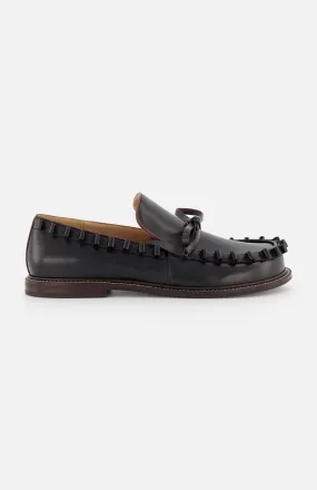 Ruffle Leather Moccasin Loafer