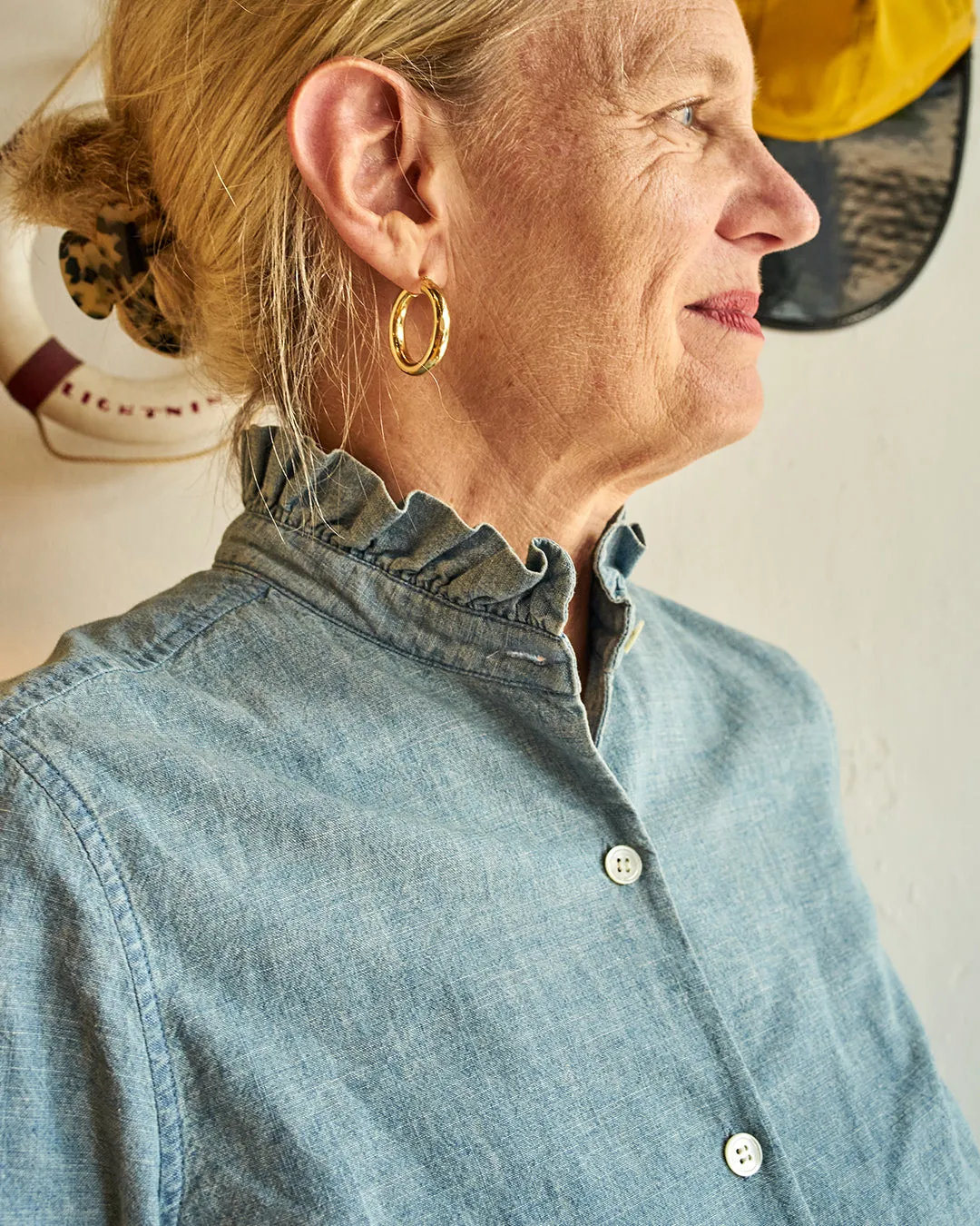 Ruffle Shirt in Chambray
