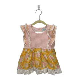 Ruffle Sleeves Cotton Top / Roses