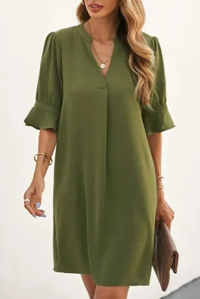 Ruffled Sleeve Shift Dress