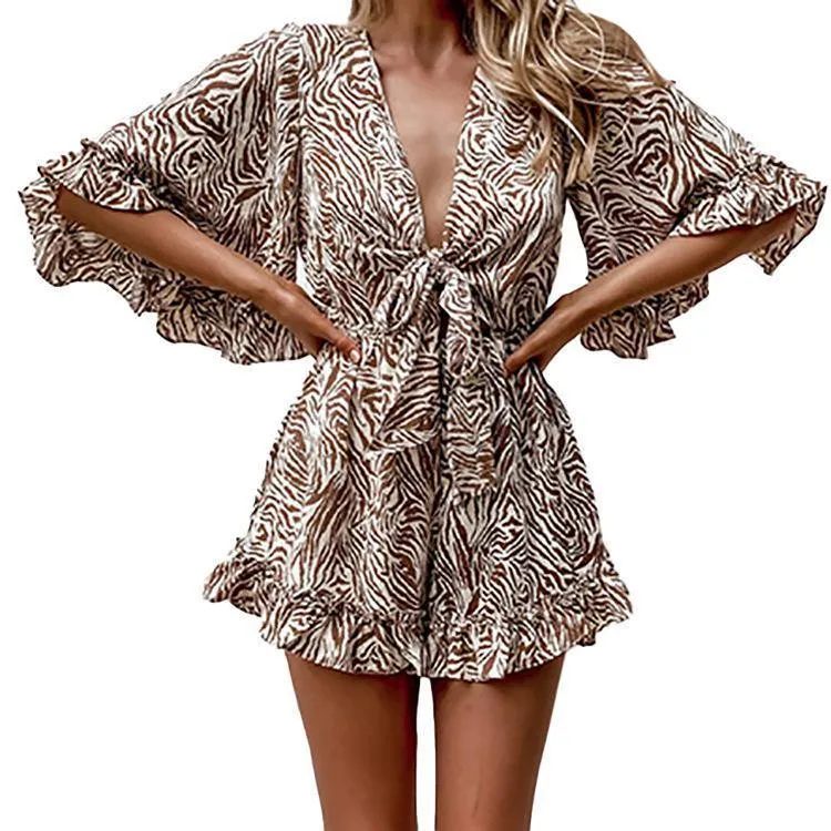 Ruffled Sleeves Short Jumsuits Dresses