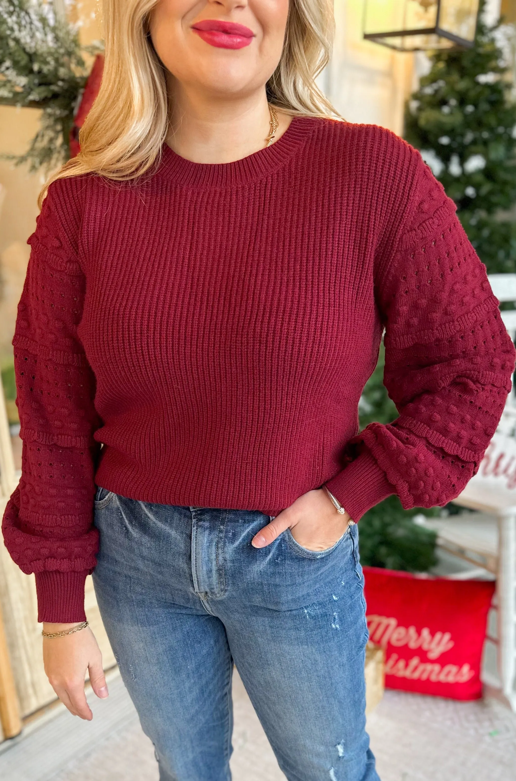 Ruth Textured Ruffle Detail Long Sleeve Sweater *FINAL SALE*