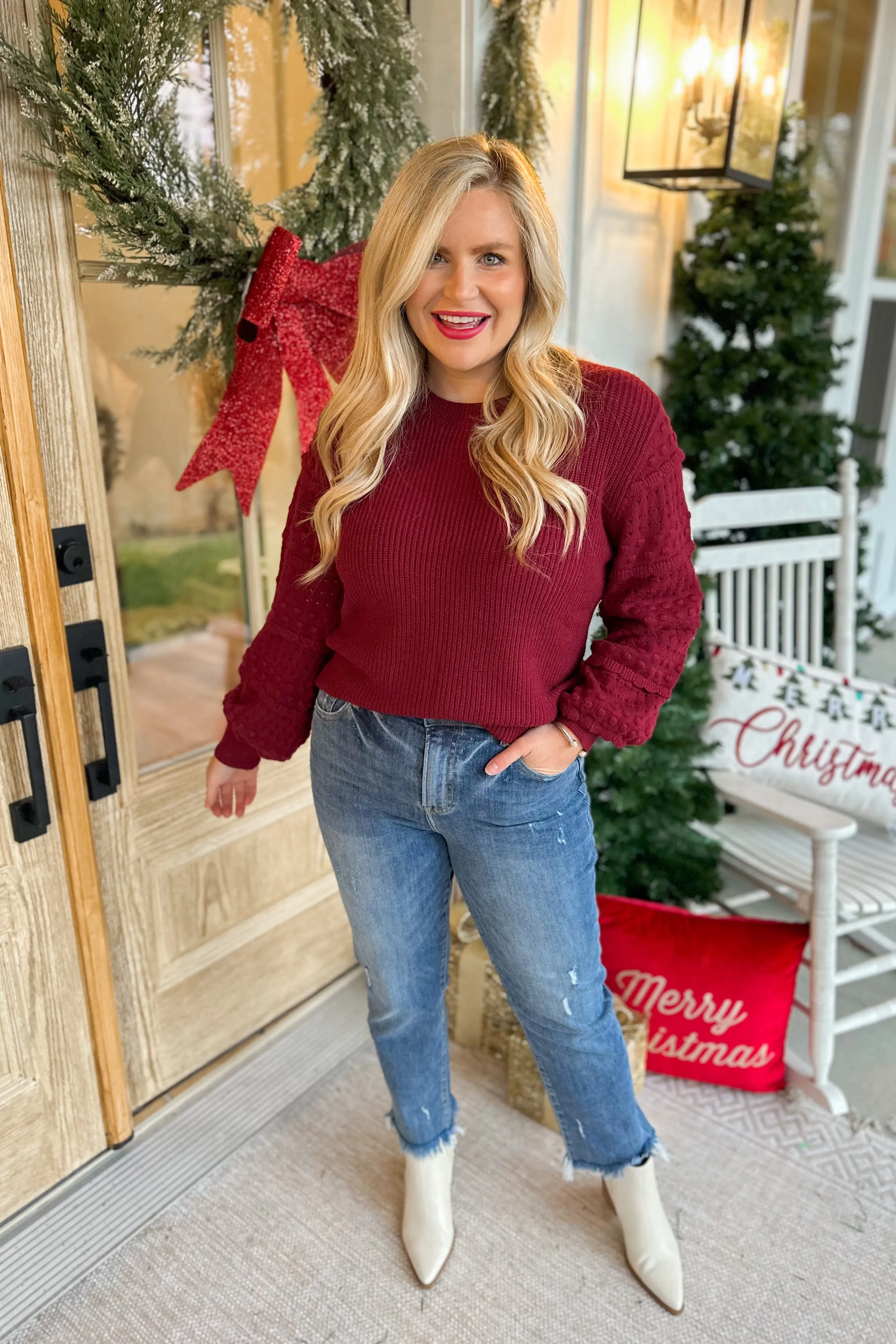 Ruth Textured Ruffle Detail Long Sleeve Sweater *FINAL SALE*