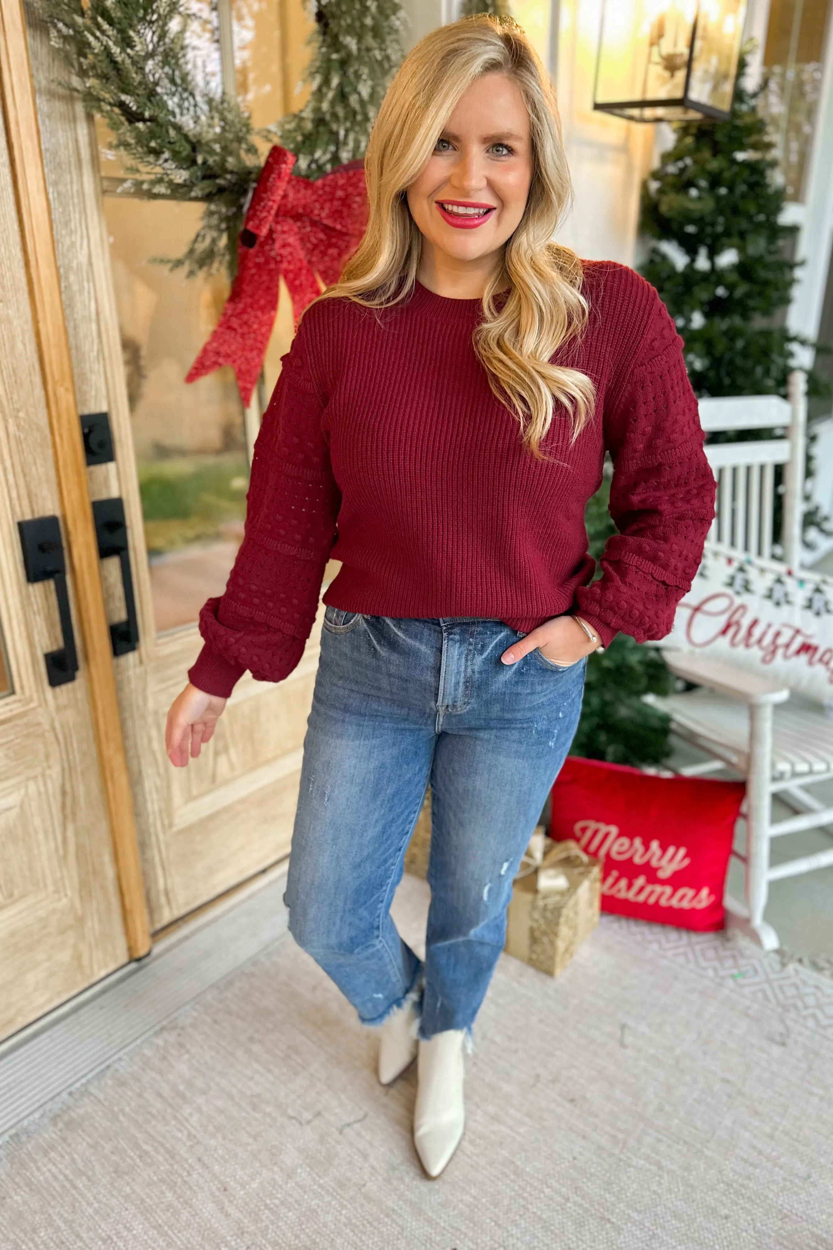 Ruth Textured Ruffle Detail Long Sleeve Sweater *FINAL SALE*
