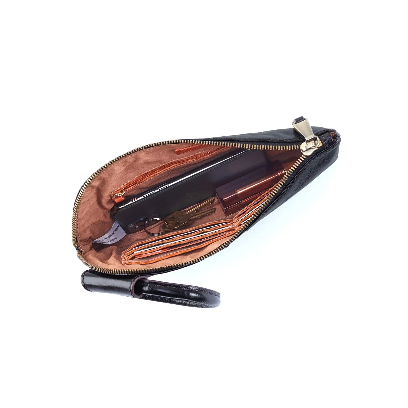 Sable Wristlet In Polished Leather - Black