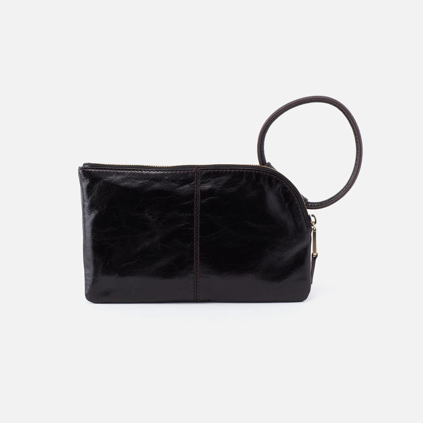 Sable Wristlet In Polished Leather - Black