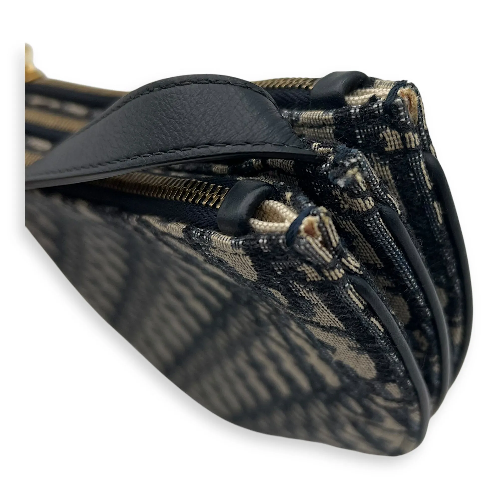 Saddle Crossbody Bag Blue in Jacquard, Gold hardware