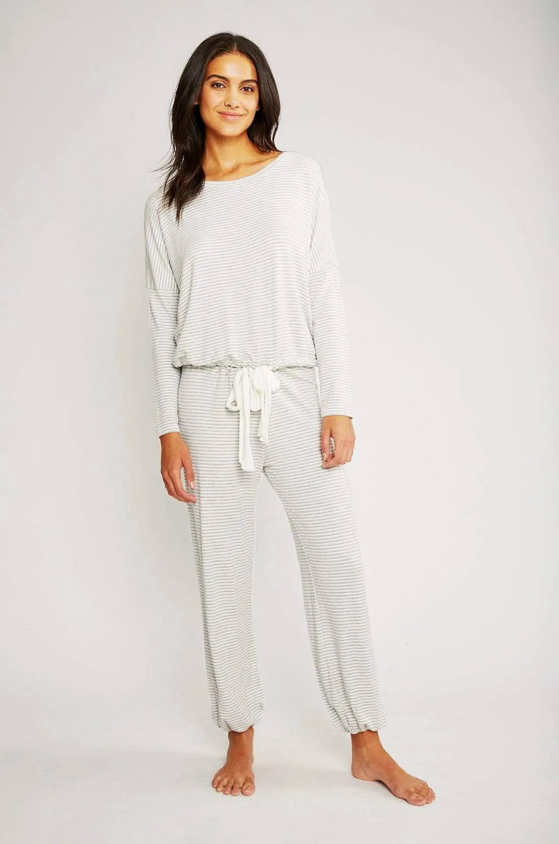 Sadie Stripes Modal Slouchy Pants Grey