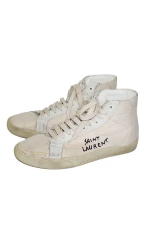 SAINT LAURENT Logo White High Top Sneakers