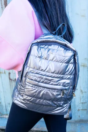 SALE! Lakeland Metallic Gray Small Puffy Backpack