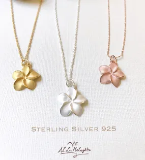 Sale! Sterling Silver plumeria necklace, Plumeria necklace, Hawaiian necklace, Plumeria jewelry, Flower necklace,Bridesmaid gift, Gold plume