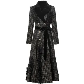 Sally Double Breasted Plaid Tweed Coat