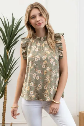 Sally Floral Ruffle Top