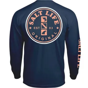 Salty Mate Long Sleeve Pocket Tee- Washed Navy