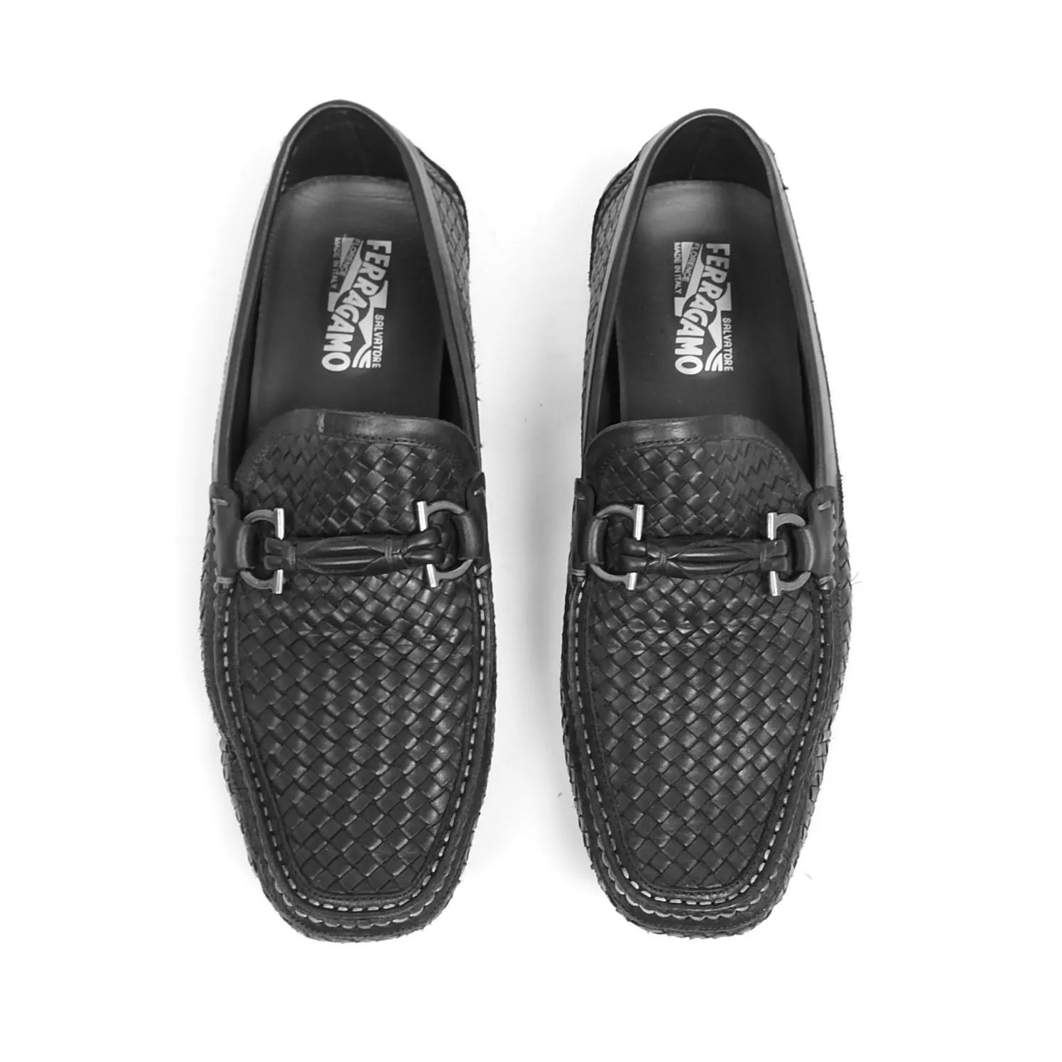 Salvatore Ferragamo Woven Leather Loafers Size 11.5