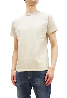 Samurai Jeans Plain T-shirt Men's Super Heavy Short Sleeve Natural Japanese Cotton Crew Slub Tee SJST-SC01 Natural Ecru-Undyed Color