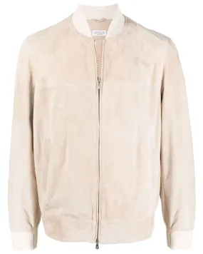 Sand Suede Bomber Jacket