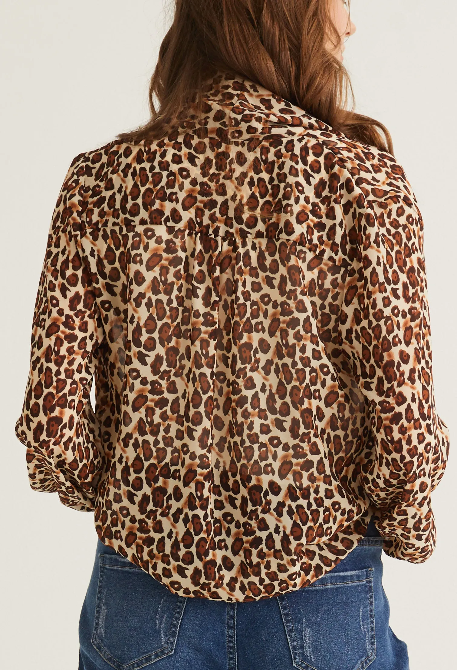 Scoop Neck Safari Print Blouse