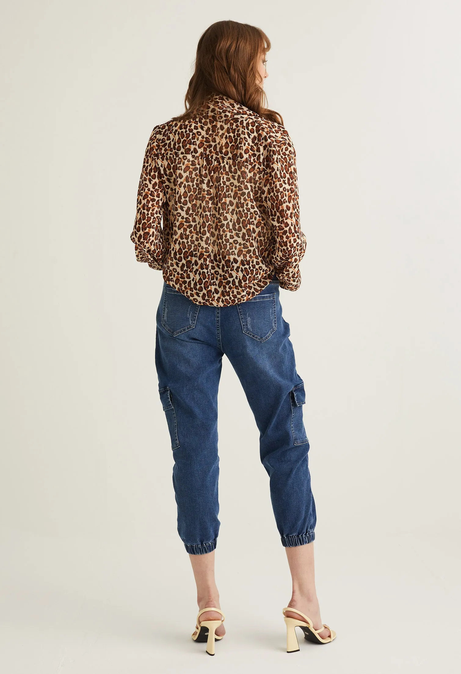 Scoop Neck Safari Print Blouse