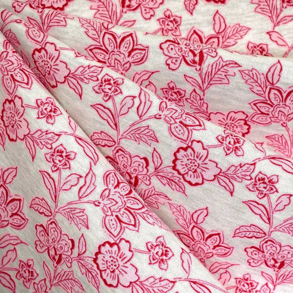 Scrolling Floral Outline Sweatshirt Fleece Pink