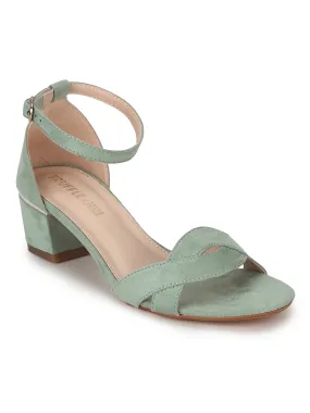 Sea Green Micro Low Heel Sandals