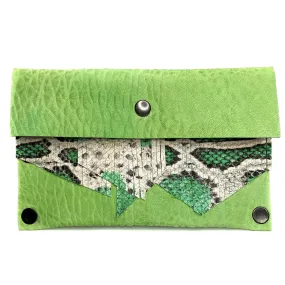 Seafoam Green snake-print Fringe Mini Clutch (wallet)