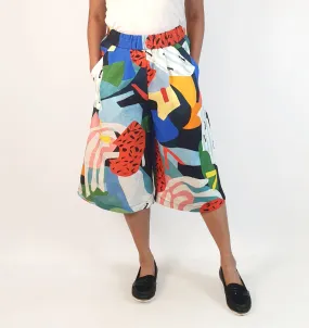 Seagrass Designs colourful print wide leg culottes size 10