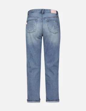 Seagull and Heart Embossed Fashion Fit Jeans
