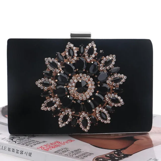 SEKUSA Single Side Sun Diamond Crystal Evening Bags Clutch Bag Hot Styling Day Clutches Lady Wedding woman bag Rhinestones Purse