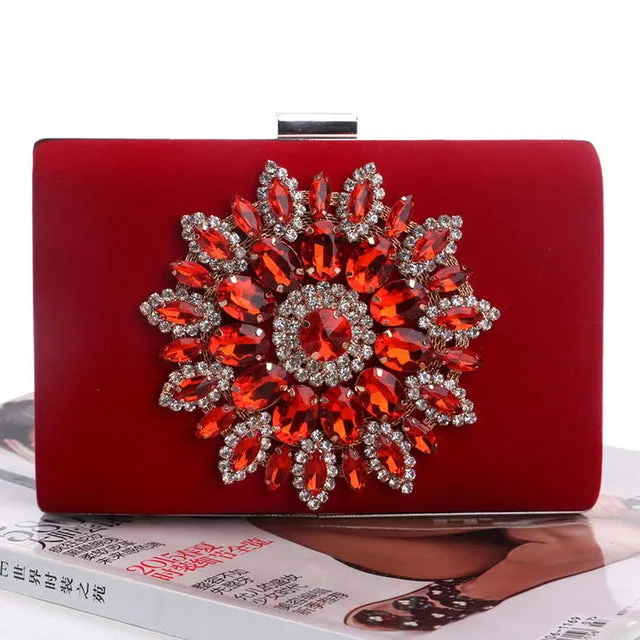 SEKUSA Single Side Sun Diamond Crystal Evening Bags Clutch Bag Hot Styling Day Clutches Lady Wedding woman bag Rhinestones Purse