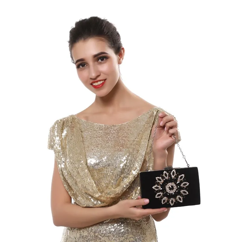 SEKUSA Single Side Sun Diamond Crystal Evening Bags Clutch Bag Hot Styling Day Clutches Lady Wedding woman bag Rhinestones Purse