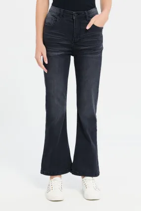 Senior Girls Black Flared Jeans