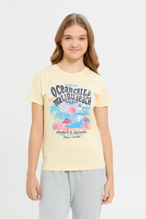 Senior Girls Yellow Malibu Beach T-Shirt