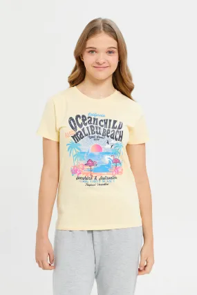 Senior Girls Yellow Malibu Beach T-Shirt