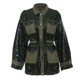 Sequin stitching tooling baseball jacket